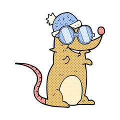 cartoon mouse wearing glasses and hat