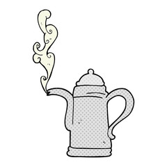 cartoon steaming coffee kettle