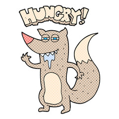 cartoon hungry wolf