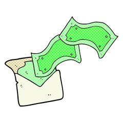 comic book style cartoon envelope full of money