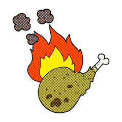 comic book style cartoon cooked meat