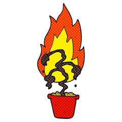 comic book style cartoon burning plant