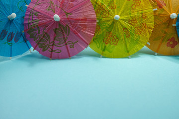 Colorful paper umbrellas, copy space, party concept