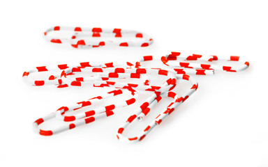 Collection of colourful paper clips, isolated on white