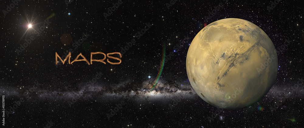 Wall mural planet mars in outer space.