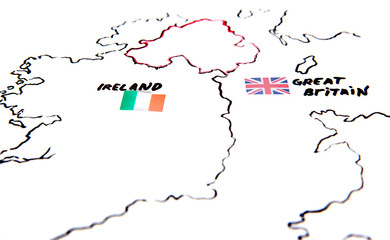 Map of Ireland and United Kingdom - territorial dispute concept