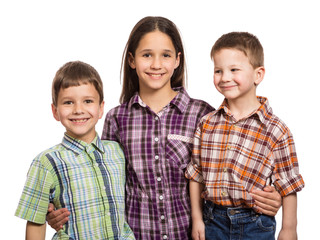 Three happy kids together