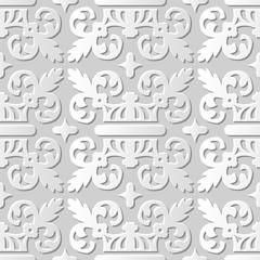 Vector damask seamless 3D paper art pattern background 151 Spiral Curve Kaleidoscope
