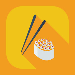 Flat modern design with shadow icons Japanese sushi