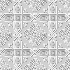 Vector damask seamless 3D paper art pattern background 156 Cross Dot Geometry
