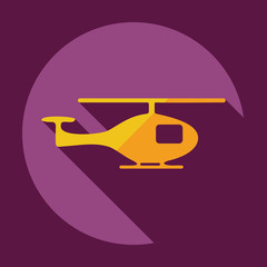 Flat modern design with shadow icon helicopter