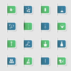 Set, a collection of unique paper stickers icons hookah