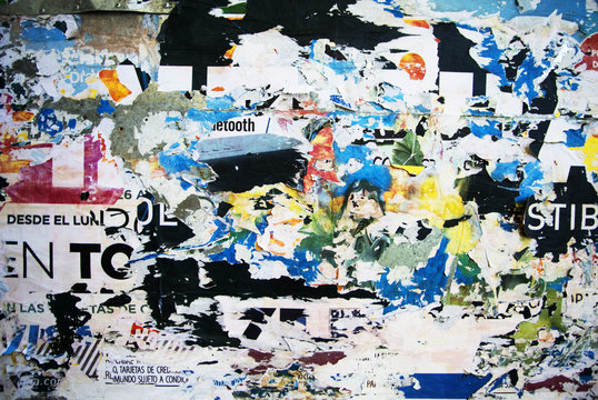 Random background collage paper typography texture on wall