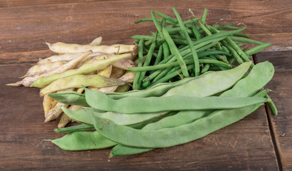 Green, runner and coco beans