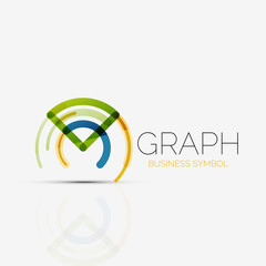 Abstract logo idea, linear chart or graph  business icon. Creative vector logotype design template