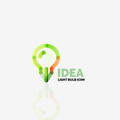 Logo, vector light bulb abstract linear geometric business icon. Idea concept