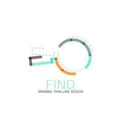 Vector thin line design logo magnifying glass, search and find or zoom logotype concept. Linear minimalistic business icon