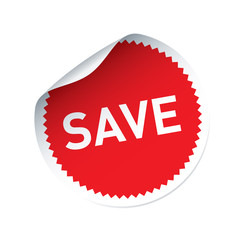 Red vector sticker and text SAVE