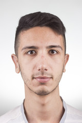 Obraz premium Twarz z bliska portret, jak strzał kubek.