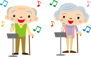 カラオケするお年寄り