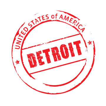 Red vector grunge stamp DETROIT