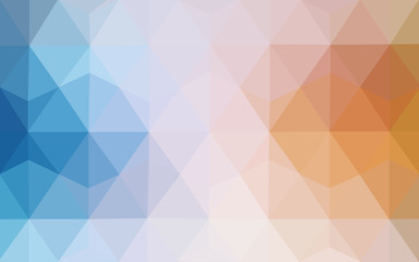 Multicolor blue, yellow, orange polygonal design pattern, which consist of triangles and gradient in origami style.