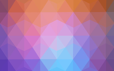 Multicolor blue, yellow, orange polygonal design pattern, which consist of triangles and gradient in origami style.