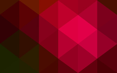 Multicolor dark red, green polygonal design pattern, which consist of triangles and gradient in origami style.