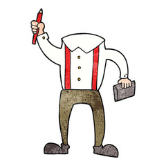 textured cartoon headless body with notepad and pen (add own pho