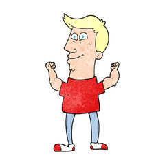 textured cartoon celebrating man