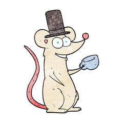 textured cartoon mouse with teacup