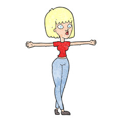 textured cartoon woman spreading arms