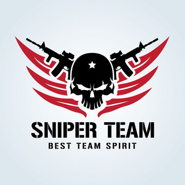 sniper team logo,skull logo,tattoo logo,vector logo template