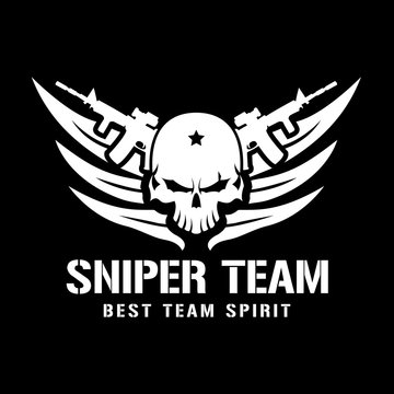 sniper team logo,skull logo,tattoo logo,vector logo template