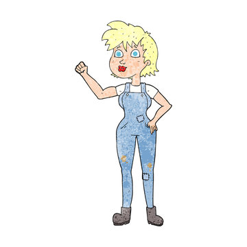 textured cartoon confident farmer woman