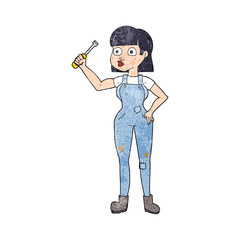 textured cartoon female mechanic