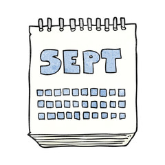 textured cartoon calendar showing month of September