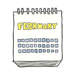 textured cartoon calendar showing month of february