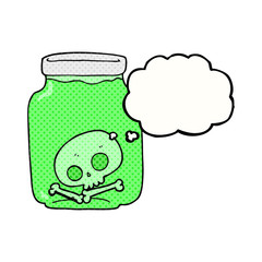 thought bubble cartoon jar with skull