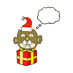 thought bubble cartoon christmas owl