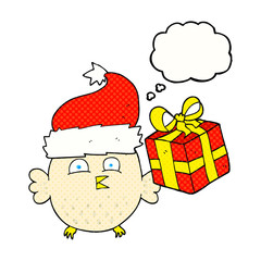 thought bubble cartoon  christmas owl