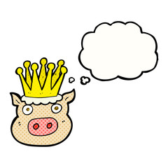 thought bubble cartoon crowned pig