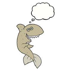 thought bubble cartoon laughing shark