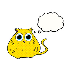 thought bubble cartoon cat with big pretty eyes