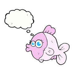 Obraz na płótnie Canvas funny thought bubble cartoon fish with big pretty eyes