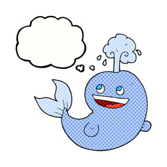 Fototapeta premium thought bubble cartoon whale spouting water