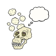 thought bubble cartoon ancient skull
