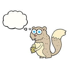 thought bubble cartoon angry squirrel with nut
