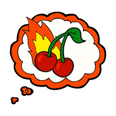 thought bubble cartoon flaming cherries