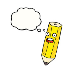 happy thought bubble cartoon pencil